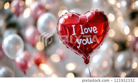 heart balloon for valentines day with text I love you 121932332