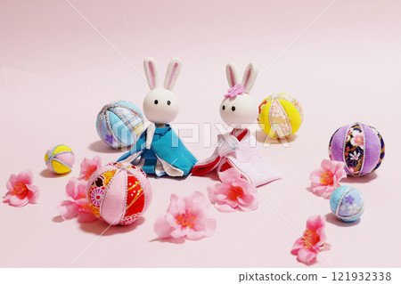 Hinamatsuri 圖像背景: 可愛的兔子娃娃 Hinamatsuri 圖像背景: 可愛的兔子娃娃 121932338