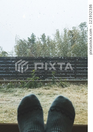 Snow seen from the living room Snow seen from the living room 121932386