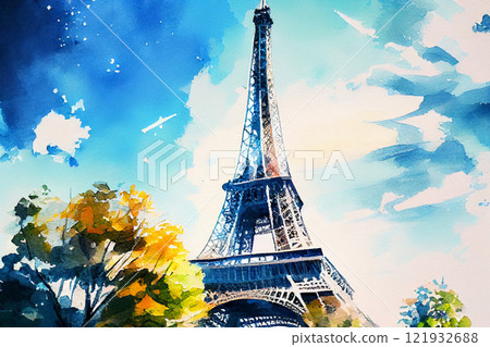 Eifel Tower in Paris, generative ai illustration showcasing the beauty and grandeur of the Parisian landmark 121932688