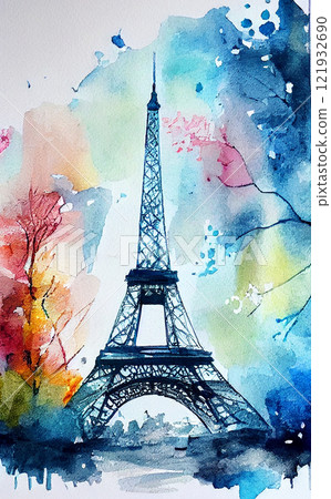 Eifel Tower in Paris, generative ai illustration showcasing the beauty and grandeur of the Parisian landmark 121932690