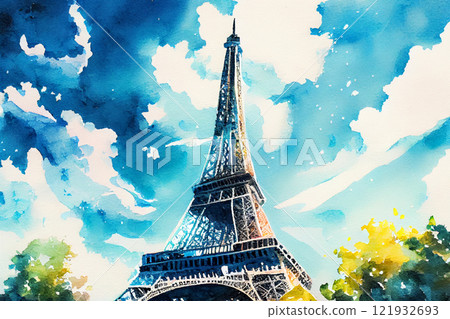Eifel Tower in Paris, generative ai illustration showcasing the beauty and grandeur of the Parisian landmark 121932693