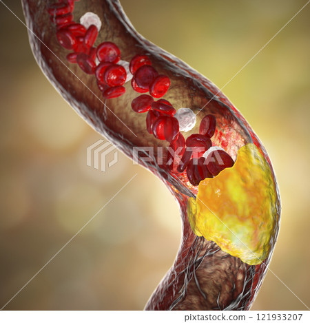 Atherosclerosis, atheromatous plaque inside artery Atherosclerosis, atheromatous plaque inside artery 121933207