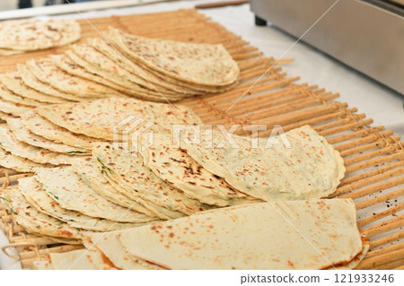 Traditional Turkish flat bread Borek 121933246