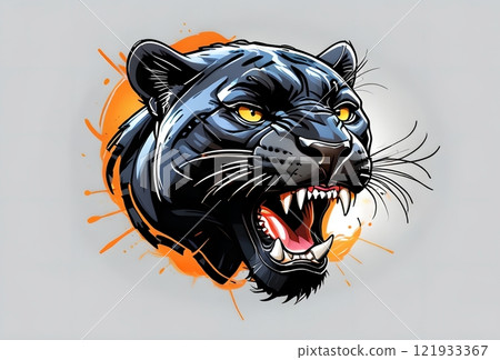 Illustration of a painted aggressive black panther Illustration of a painted aggressive black panther 121933367