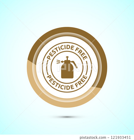 Pesticide free icon design illustration. Certified natural product sticker symbol illustration. Button design 121933451