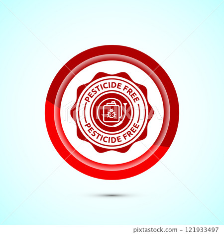 Pesticide free icon design illustration. Certified natural product sticker symbol illustration. Button design Pesticide free icon design illustration. Certified natural product sticker symbol illustration. Button design 121933497