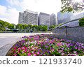 Wadakura Fountain Park (Chiyoda-ku, Tokyo) on a sunny morning with beautiful flower beds 121933740