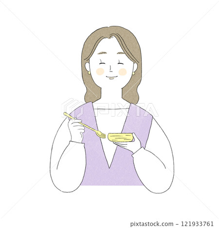 Woman holding a fork illustration Woman holding a fork illustration 121933761