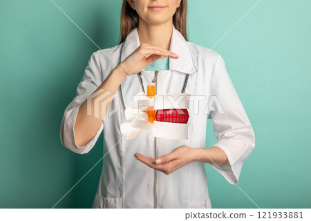 Orthopedist and surgeon with model or anatomical model of spine Orthopedist and surgeon with model or anatomical model of spine 121933881