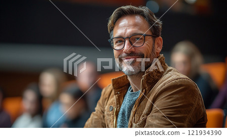 A businessman giving a presentation 121934390
