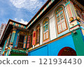 Colorful buildings in Little India, Singapore 121934430