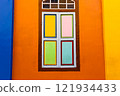 Colorful building windows in Little India, Singapore 121934433