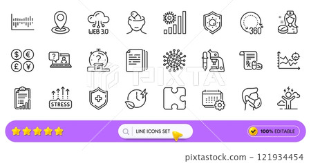 Medical shield, Faq and Location line icons for web app. Pack of Nurse, Charging time, Depression treatment pictogram icons. 360 degrees, Seo analysis, Sun protection signs. Coronavirus. Vector Medical shield, Faq and Location line icons for web app. Pack of Nurse, Charging time, Depression treatment pictogram icons. 360 degrees, Seo analysis, Sun protection signs. Coronavirus. Vector 121934454