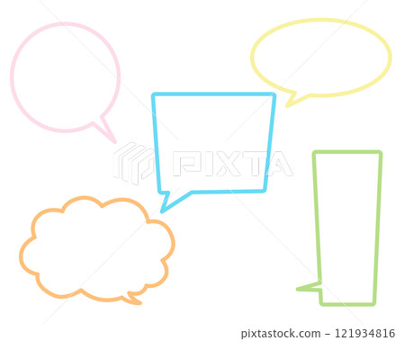 Colorful and simple speech bubble set - line drawing 121934816