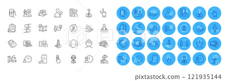 Discount coupon, Workflow and Crowdfunding line icons pack. Human resources, Brain working, Washing hands web icon. Love ticket, Like, Voicemail pictogram. Shipping support. Color icon buttons. Vector Discount coupon, Workflow and Crowdfunding line icons pack. Human resources, Brain working, Washing hands web icon. Love ticket, Like, Voicemail pictogram. Shipping support. Color icon buttons. Vector 121935144