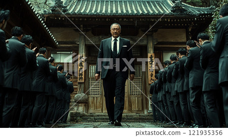 領導西裝革履,下屬列隊 領導西裝革履,下屬列隊 121935356