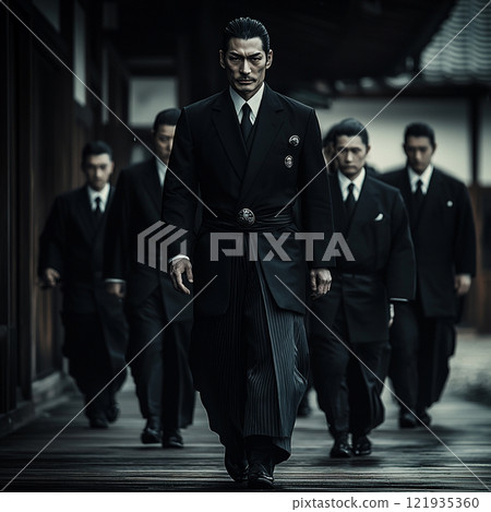 A leader in a dignified suit and his subordinates lined up A leader in a dignified suit and his subordinates lined up 121935360