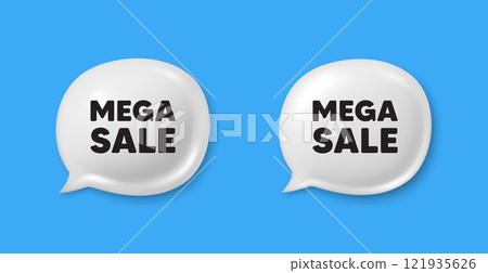Mega Sale tag. Chat speech bubble 3d icons. Special offer price sign. Advertising Discounts symbol. Mega sale chat offer. Speech bubble banners set. Text box balloon. Vector Mega Sale tag. Chat speech bubble 3d icons. Special offer price sign. Advertising Discounts symbol. Mega sale chat offer. Speech bubble banners set. Text box balloon. Vector 121935626