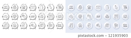 Secret gift, Delivery service and Recovery cloud line icons. White pin 3d buttons, chat bubbles icons. Pack of Fake news, Online loan, Fitness icon. Vector 121935903