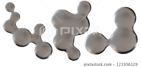 Set of 3D abstract, chrome shapes with futuristic design, isolated on white background. Modern metallic elements, cut out. Y2k style, 2000s. Sleek and tech vibe. Monochrome, gray surface. 3D render. Set of 3D abstract, chrome shapes with futuristic design, isolated on white background. Modern metallic elements, cut out. Y2k style, 2000s. Sleek and tech vibe. Monochrome, gray surface. 3D render. 121936129