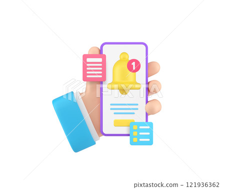 Smartphone reminder application notification 3d icon realistic vector illustration 121936362