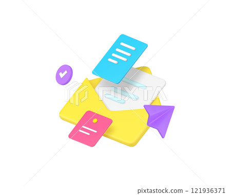 Incoming message document send receive envelope 3d icon realistic vector illustration Incoming message document send receive envelope 3d icon realistic vector illustration 121936371