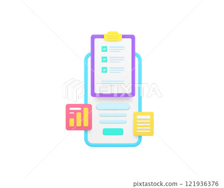 Time management to do list smartphone application 3d icon realistic vector illustration Time management to do list smartphone application 3d icon realistic vector illustration 121936376