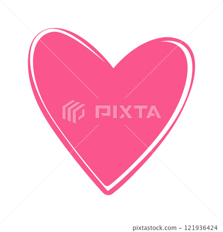 Hand drawn heart shape in trendy soft pink. St Valentines Day greeting cards design element concept 121936424