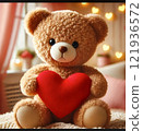 Bear hugging a heart 121936572