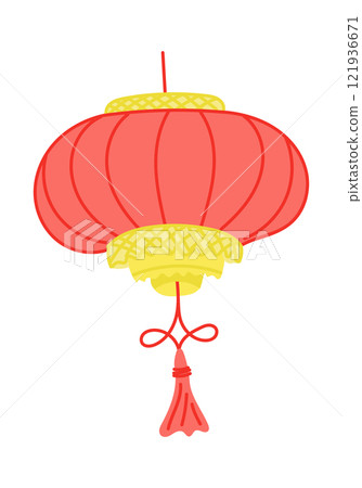 Traditional red and yellow Chinese lantern illustration with intricate details and a decorative tassel, symbolizing celebration and festivity. Vector drawing isolated on white background Traditional red and yellow Chinese lantern illustration with intricate details and a decorative tassel, symbolizing celebration and festivity. Vector drawing isolated on white background 121936671