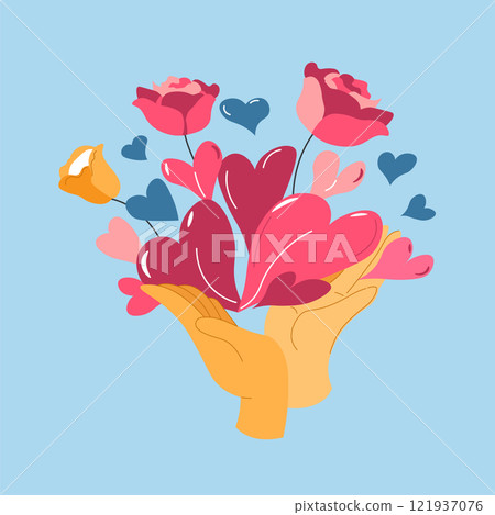 Hands Flowers Hearts Vector Design 121937076