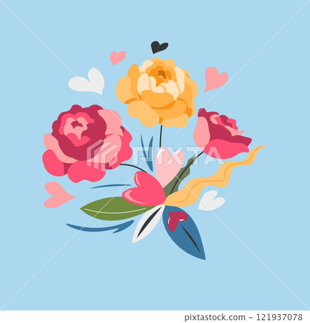 Floral Heart Bouquet Illustration Design 121937078