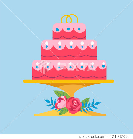 Wedding Cake With Floral Details Wedding Cake With Floral Details 121937093
