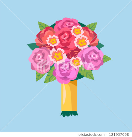 Floral Bouquet With Roses Vector 121937098