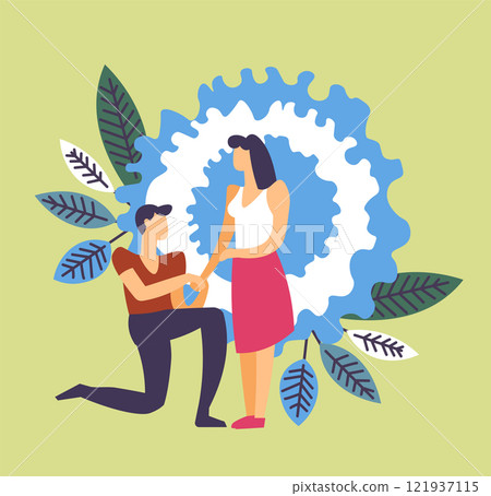 Romantic Proposal With Floral Backdrop 121937115