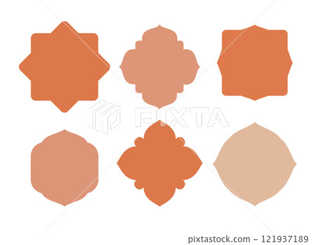 Orange Islamic Geometric Frame Set 121937189