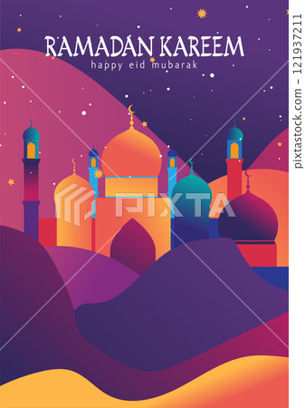 Mosque at Ramadan Night vector 121937211