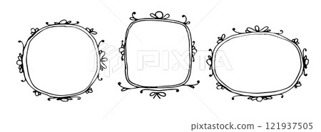 Doodle hand drawn frame set for design 121937505