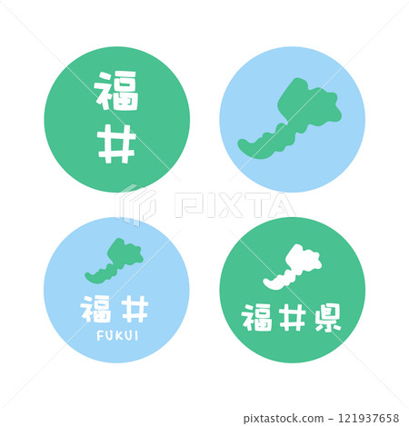 簡單的日本福井地圖插畫素材集 121937658