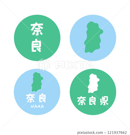 Simple Japanese Nara map illustration set Simple Japanese Nara map illustration set 121937662
