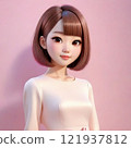 Woman with brown bob hair 121937812