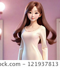 Woman with long brown hair 121937813