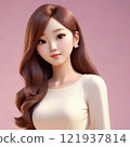 Woman with long brown hair 121937814
