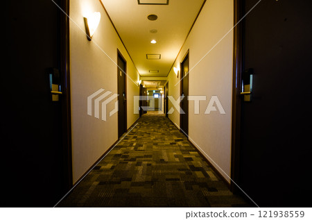 Business hotel corridor 121938559