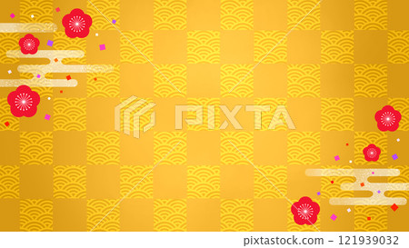 日式、梅花、格子、青海波16:9 121939032