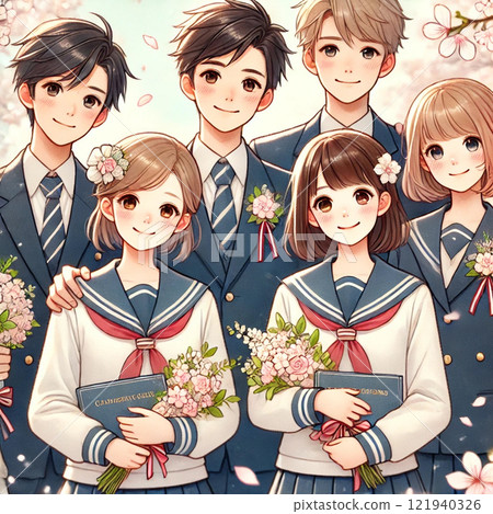 Men and women at a high school graduation ceremony Men and women at a high school graduation ceremony 121940326