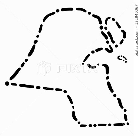 Doodle freehand dash line drawing of Kuwait map. 121940367