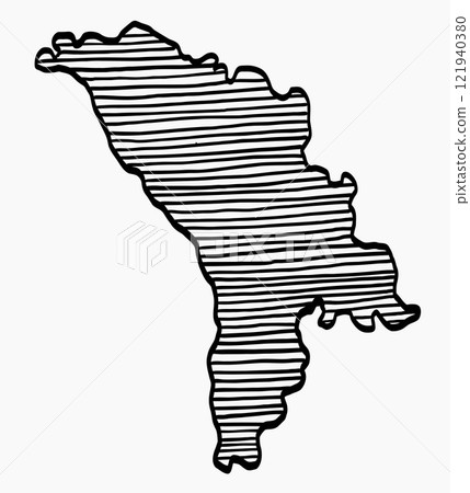 Doodle freehand drawing of Moldova map. 121940380