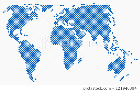 Square shape world map on white background. Square shape world map on white background. 121940394